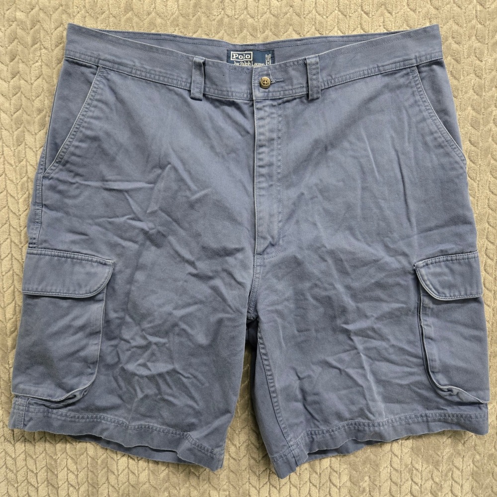 Vintage Polo Ralph Lauren Chino Cargo Shorts Mens Size 40 Blue Casual Summer